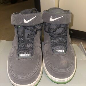 Nike Gray and Green High-Top Sneakers